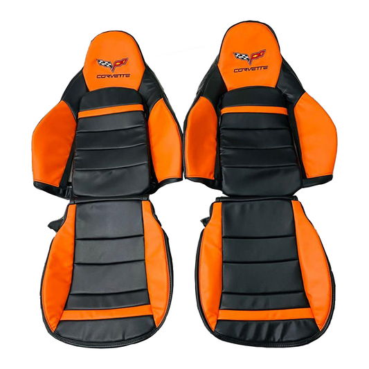 Corvette C6 Sports Seat Covers In Orange Color 2005-2011 MAC MOTORS USA