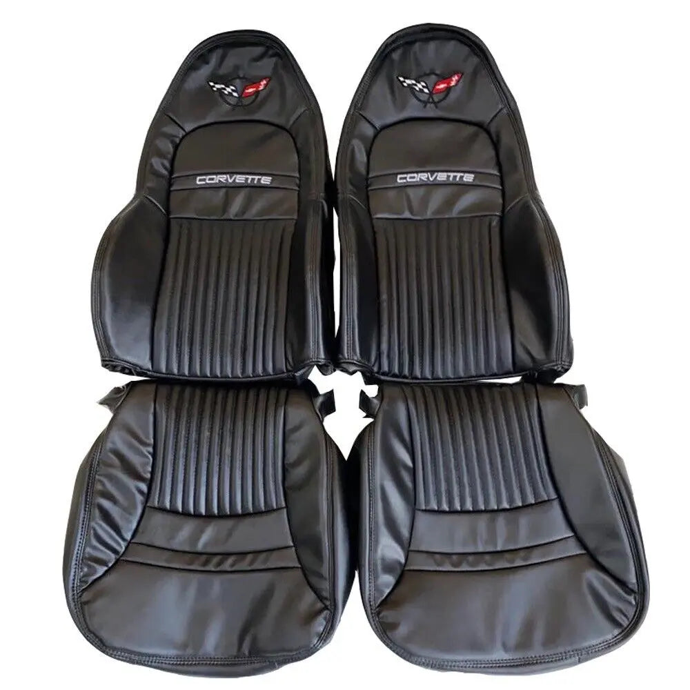 Corvette C5 Standard 1997-2004 Full Black Fuax Leather Car Seat Covers MAC MOTORS USA