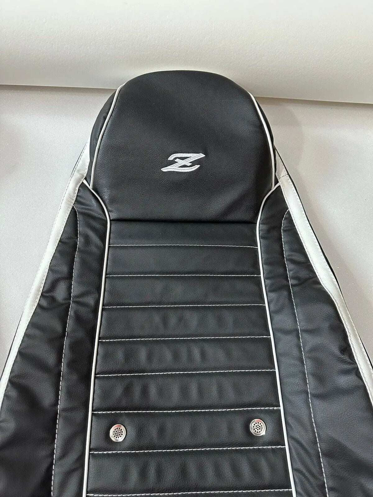 Datsun 240Z/260Z/280Z Sports Seat Covers 1970-1978 Black With White Stitching  Mac Motors US (49) MAC MOTORS USA