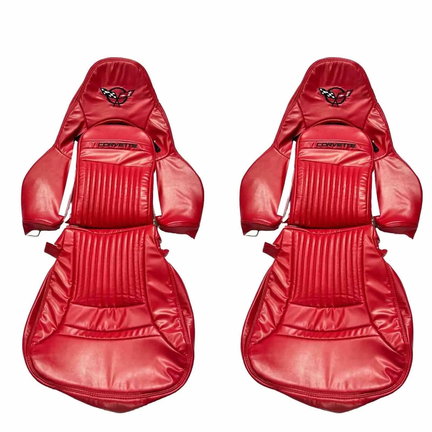 Corvette C5 Sports 1997-2004 In Shiny Red Fuax Leather Car Seat Covers MAC MOTORS USA